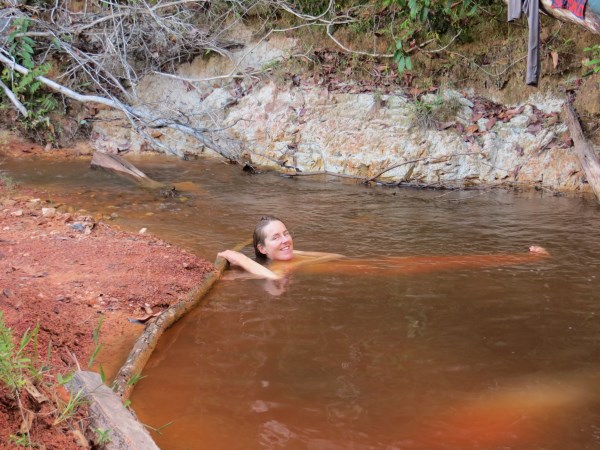 Washing in a river in the Amazon